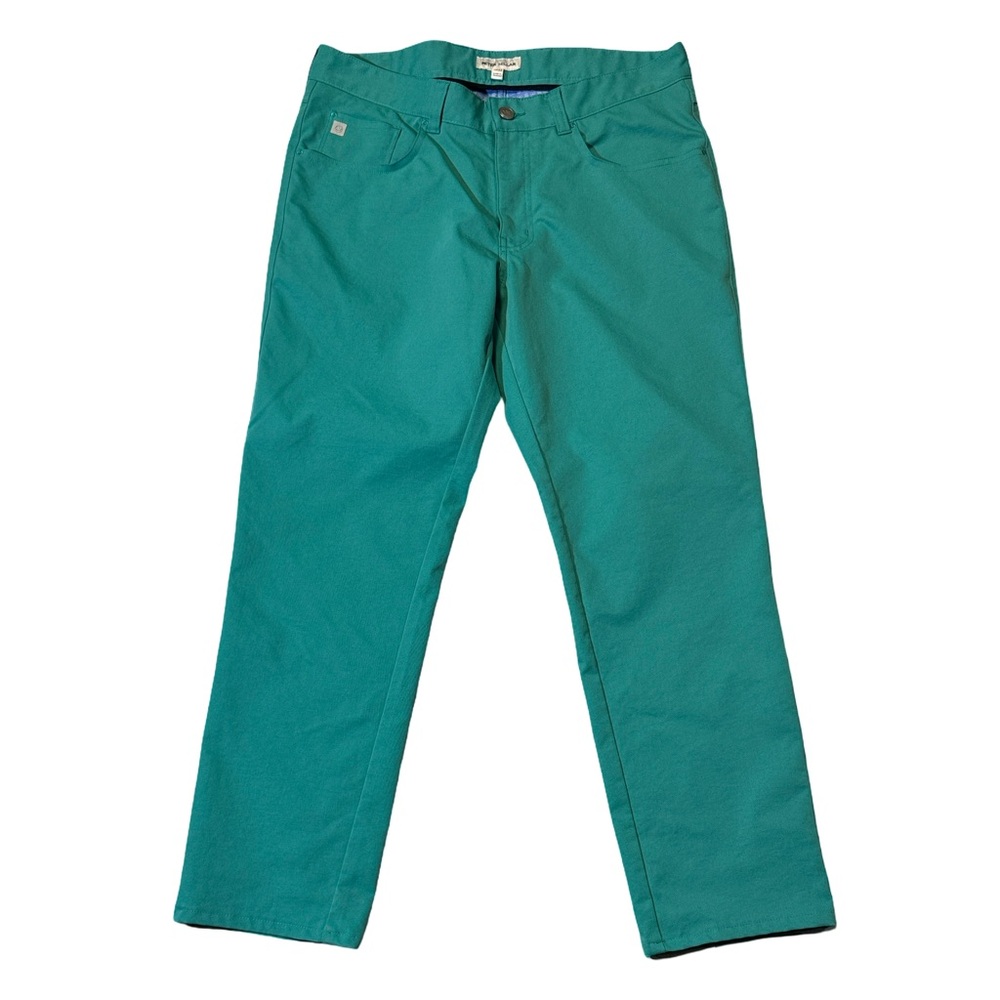 Peter Millar mens 32x27 green performance polyester golf pants EUC